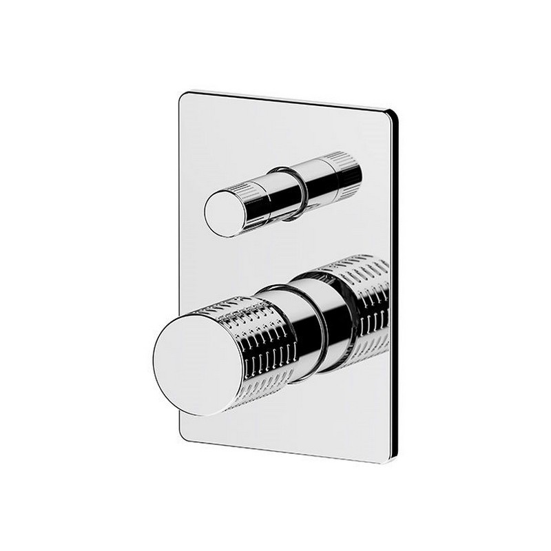 Miscelatore a incasso per vasca/doccia con deviatore a 2 vie a vitone ceramico, su piastra rettangolare - serie Celebrity Rem...