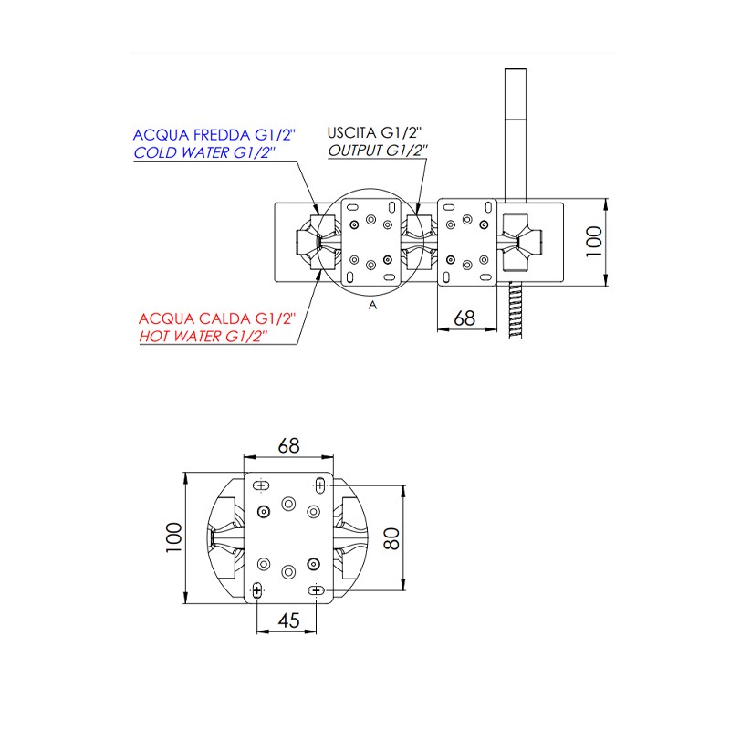 Set miscelatore a incasso a 2 vie per vasca/doccia su piastra rettangolare ultra-piatta - serie Celebrity Remer CEC97D2WB