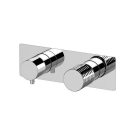 Miscelatore a incasso per vasca/doccia con deviatore a 3 vie con piastra rettangolare ultra piatta orizzontale - serie Celebr...