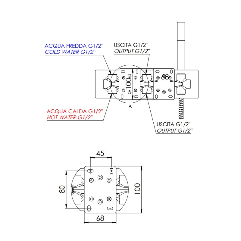 Set miscelatore a incasso a 3 vie per vasca/doccia su piastra rettangolare ultra-piatta - serie Celebrity Remer CEC97D3WB