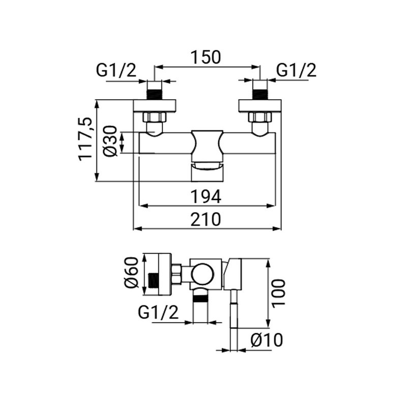 Miscelatore Esterno Doccia Serie Delton in Acciaio Idrobric IC04.1142.03
