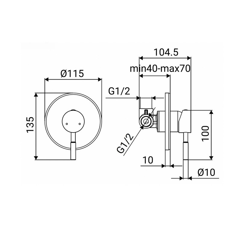 Miscelatore Incasso Doccia Serie Delton in Finitura Acciaio Idrobric IC04.1280.03