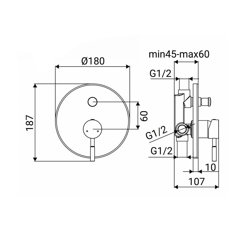 Miscelatore Incasso Doccia con Deviatore Serie Delton in Finitura Acciaio Idrobric IC04.1281.03