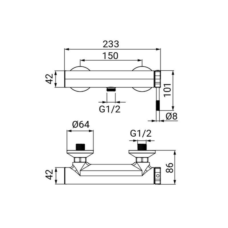 Miscelatore Esterno Doccia Serie Nobel Cromato Idrobric IC04.1138.01