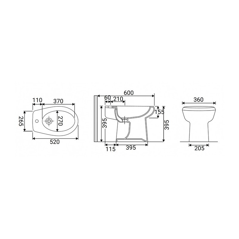Bidet Monoforo Serie Alda Bianco Idrobric IC01.0614.08