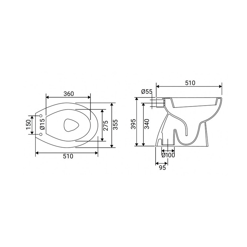 Vaso Scarico Pavimento Serie Volga Bianco Idrobric IC01.0328.07