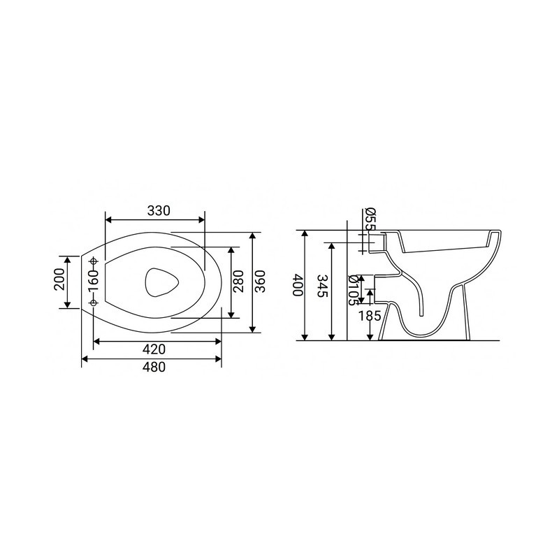 Vaso Scarico Parete Serie Volga Bianco Idrobric IC01.0373.07 Vaso Scarico Parete Serie Volga Bianco Idrobric IC01.0373.07