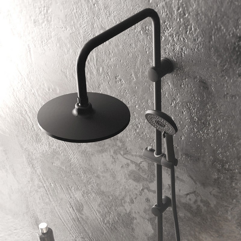 Colonna Doccia Berna Nera in Acciaio con Doccetta 4 Getti Idrobric IC03.0169.02