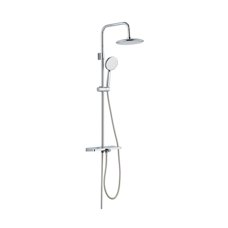 Colonna Doccia Everest in Acciaio con Mensola e Soffione Tondo Ø22 cm Idrobric IC03.0146.01