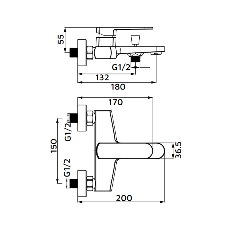 Miscelatore esterno vasca gungrey - serie Venere Aquasanit IC04.1405.29