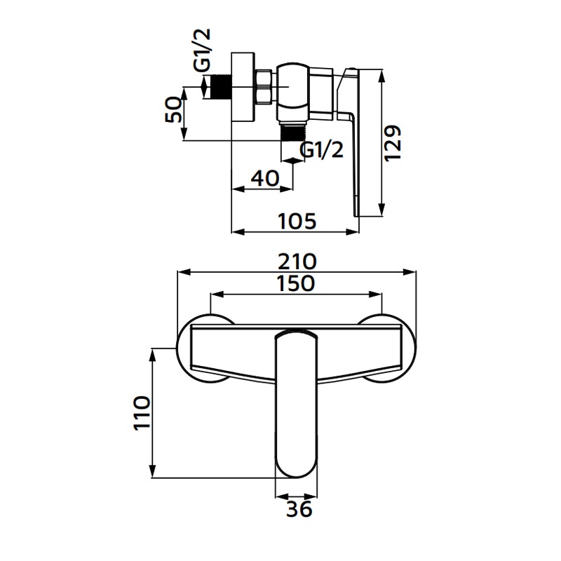 Miscelatore esterno doccia nero opaco - serie Venere Aquasanit IC04.1369.29