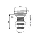 Piletta click clack da 1''1/4 nero opaco con troppo pieno Aquasanit IC04.0038.29