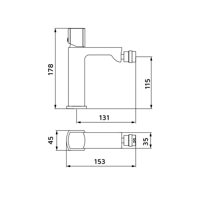 Miscelatore bidet cromato con risparmio acqua - serie Marte Aquasanit IC04.1338.29
