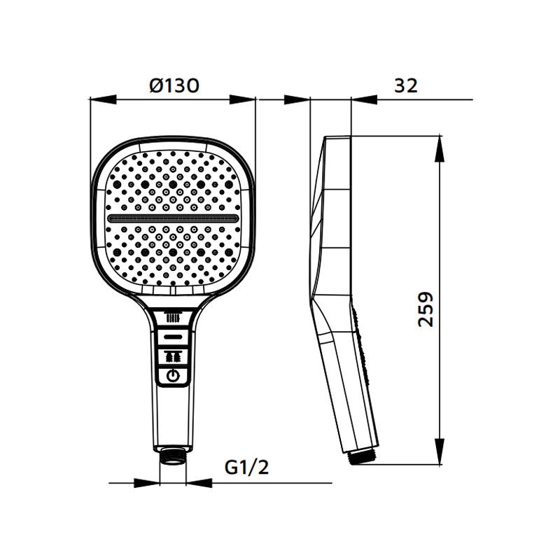 Doccino cromo e nero con pulsanti integrati 3 getti - serie Mercurio Aquasanit IC05.0290.29