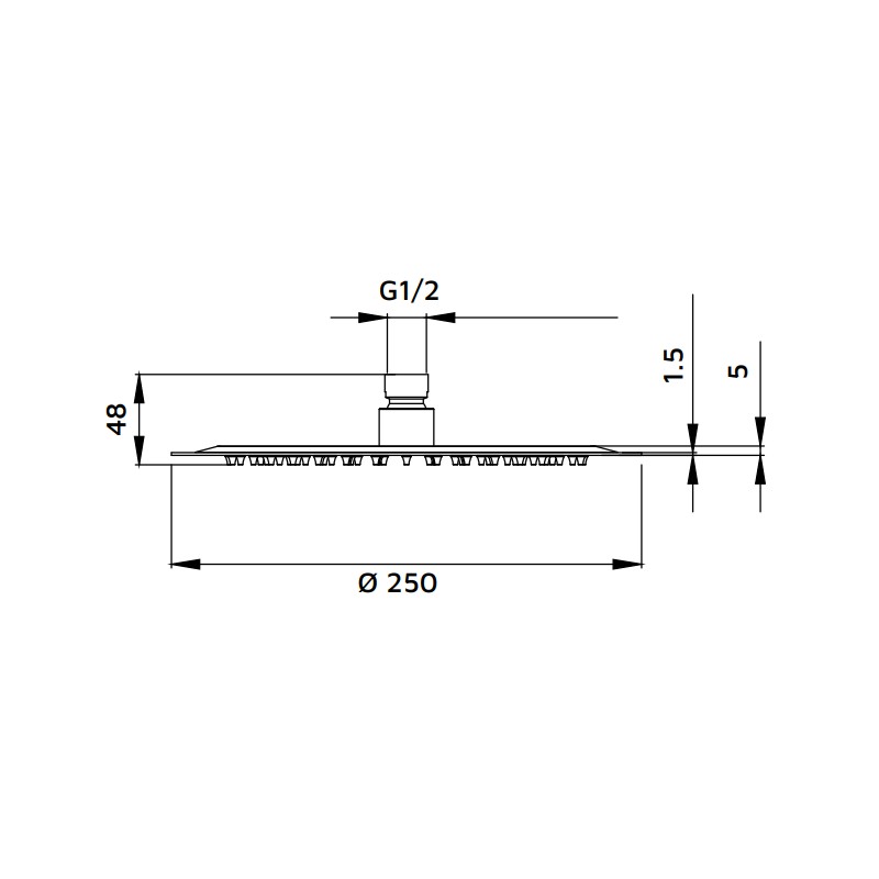 Soffione tondo diametro 25 cm gungrey - serie Giove Aquasanit IC05.0111.29