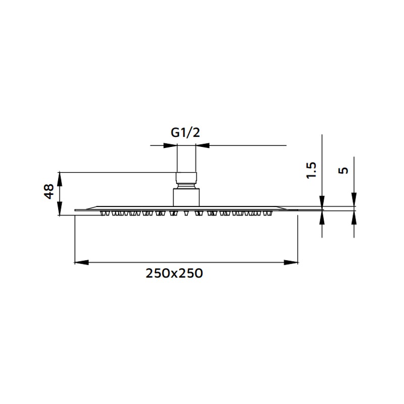 Soffione quadrato 25 x 25 cm cromato - serie Giove Aquasanit IC05.0116.29