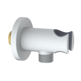 Presa acqua tonda con supporto doccino in ottone color bianco Aquasanit IC05.0319.29