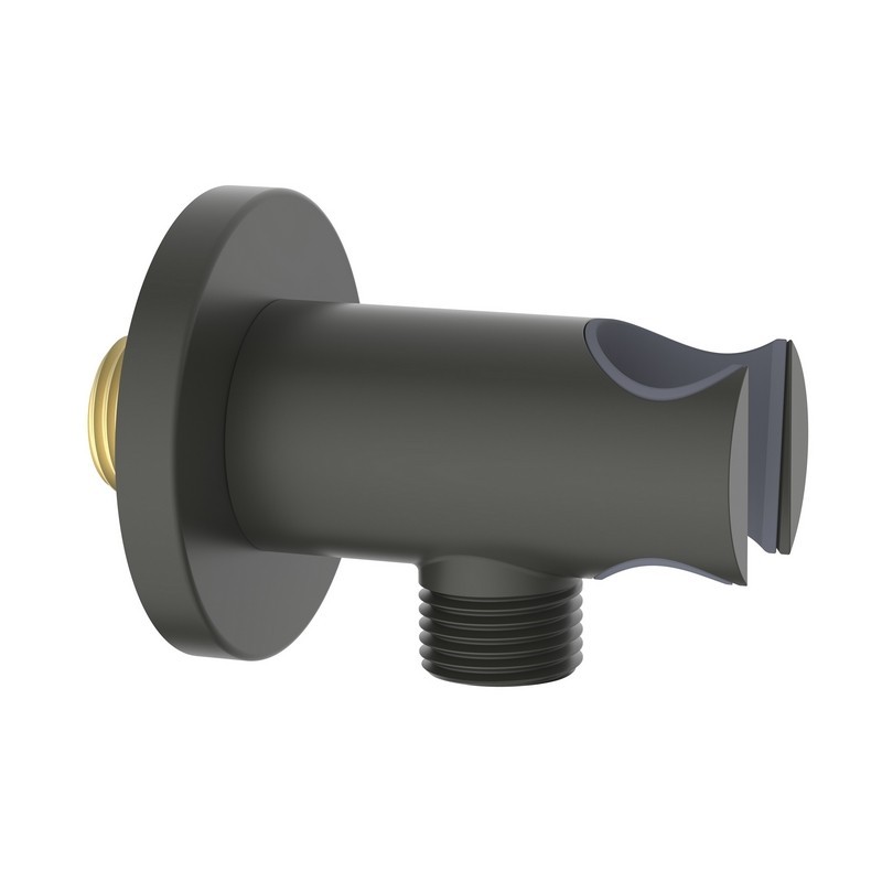 Presa acqua tonda con supporto doccino in ottone color gungrey Aquasanit IC05.0322.29