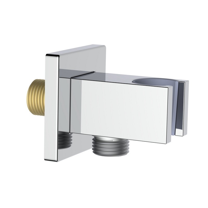 Presa acqua quadrata con supporto doccino in ottone cromato Aquasanit IC05.0311.29