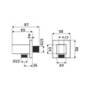 Presa acqua quadrata con supporto doccino in ottone color acciaio spazzolato Aquasanit IC05.0334.29