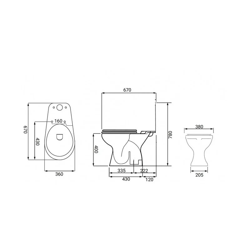 Vaso Monoblocco Scarico a Terra Serie Alda Bianco Idrobric IC01.0730.03