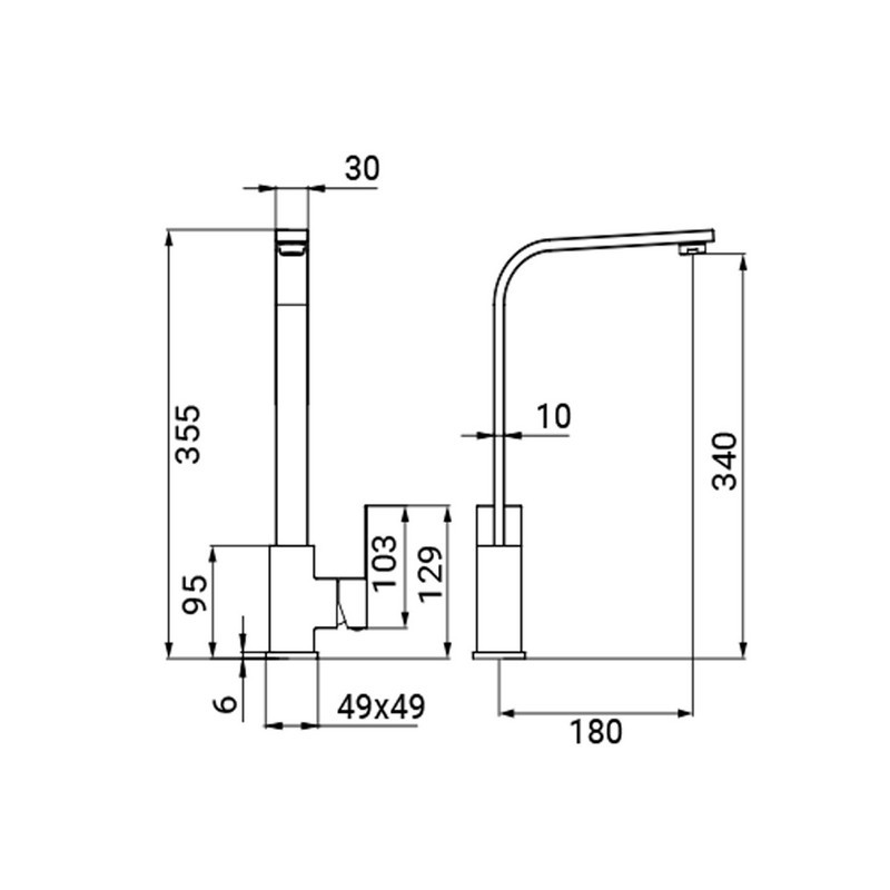 Miscelatore per lavello bocca alta girevole acciaio spazzolato con risparmio ac qua - serie Texas Idrobric IC04.2134.01