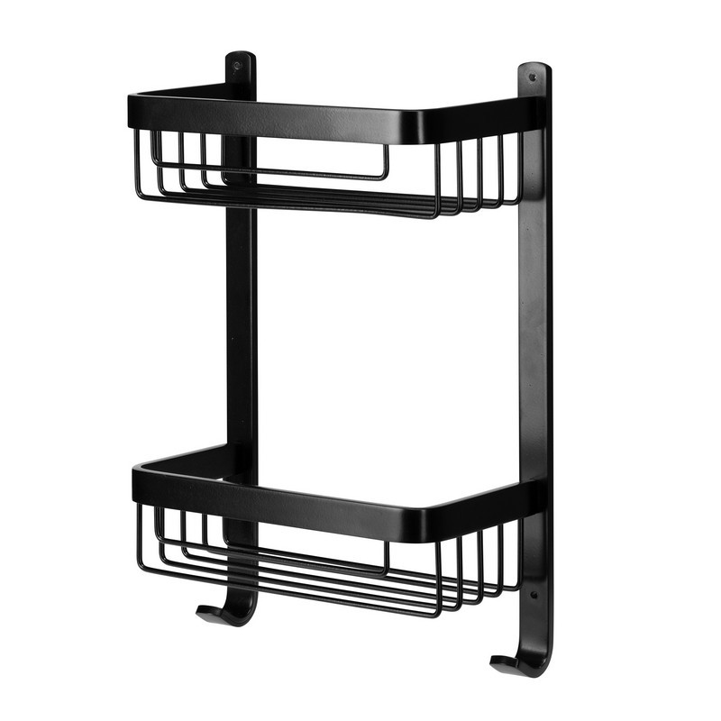 Mensola doccia frontale nero opaco con due ripiani - serie Trend Aquasanit IC06.0009.33