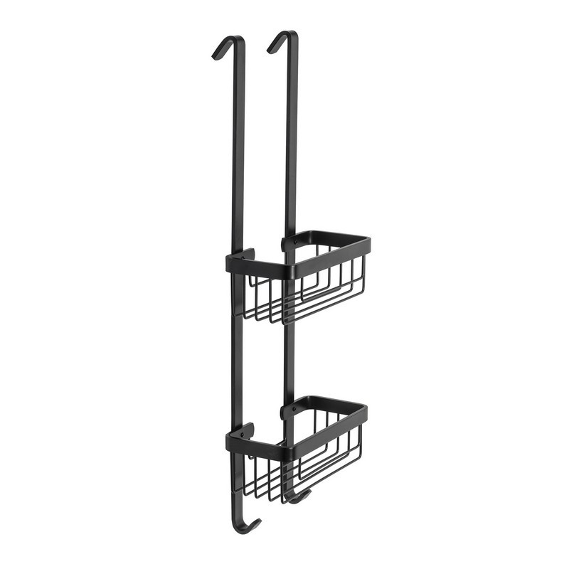 Mensola doccia agganciabile rettangolare con due ripiani nero opaco - serie Trend Aquasanit IC06.0010.34