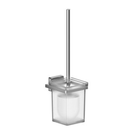 Porta scopino con bacinella in vetro satinata - serie Kubik Aquasanit IC06.0014.01