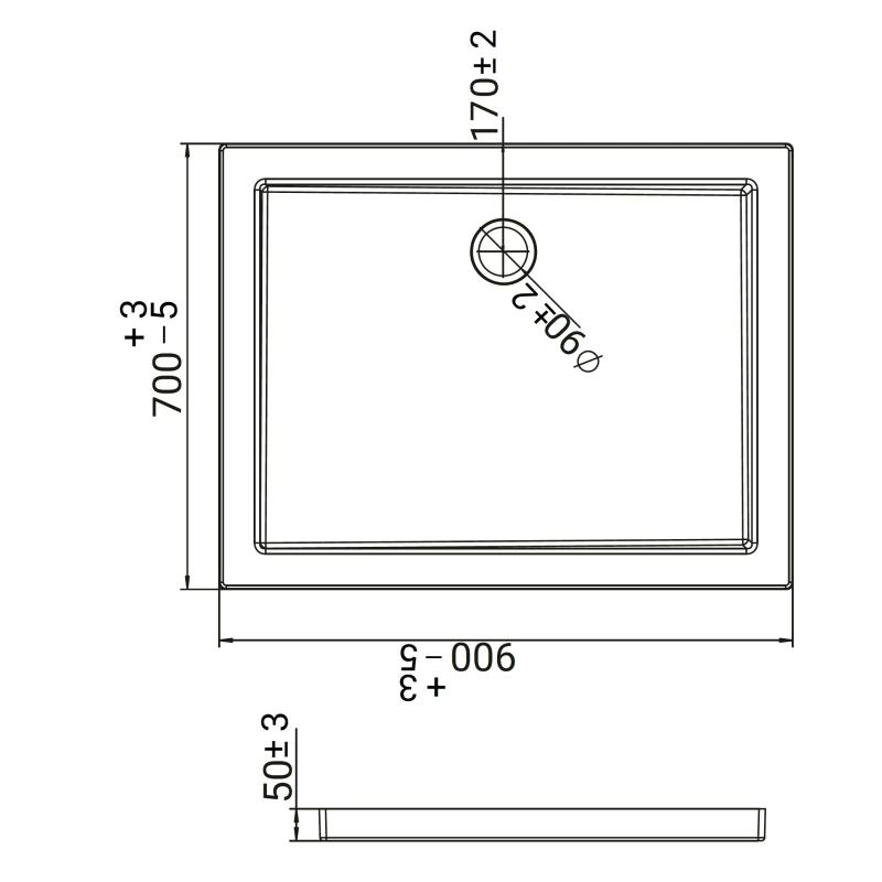 Piatto doccia acrilico oceano 70 x 90 x 5 ordinabile online