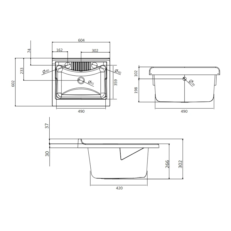 Lavatoio in resina kit montaggio 60 x 60 disponibile online
