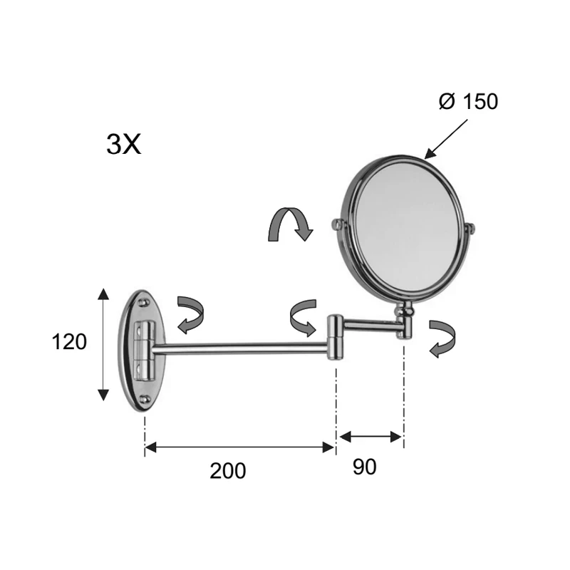 Specchio ingranditore diam 15 cm da muro disponibile online