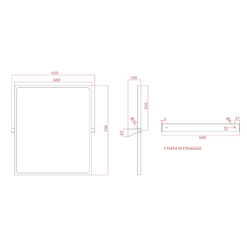 Specchio reclinabile linea leonardo 60x70 disponibile online