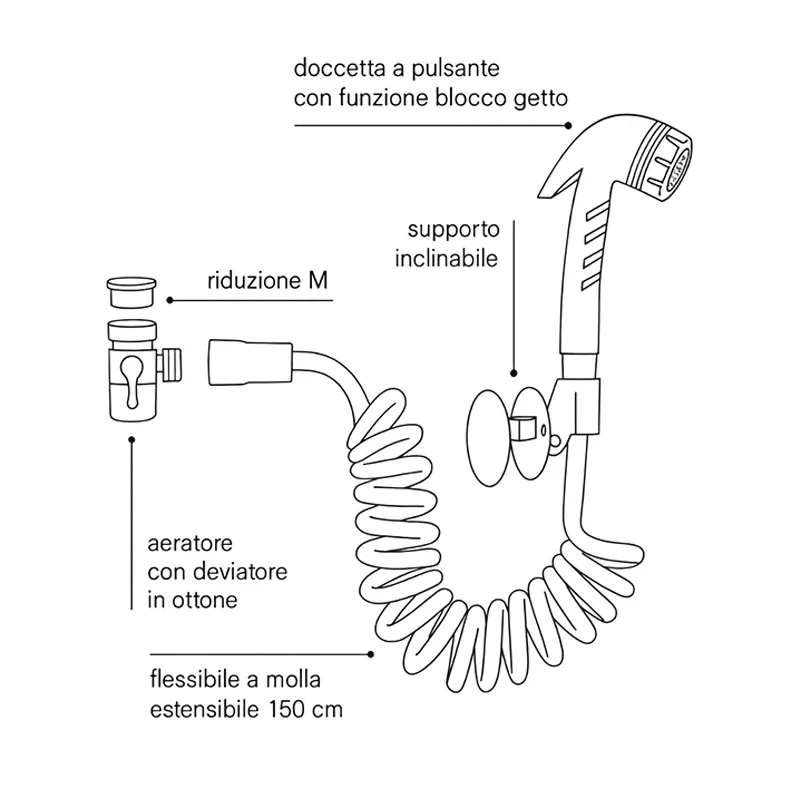 Doccetta cromata lavabo o bidet deviatore disponibile online