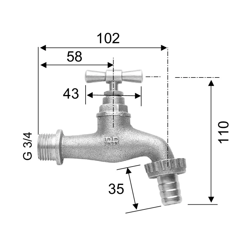 Rubinetto portagomma in ottone giallo 34 solo online