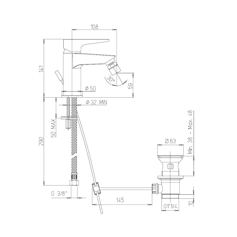 Miscelatore bidet jacuzzi Serie Moonlight solo online