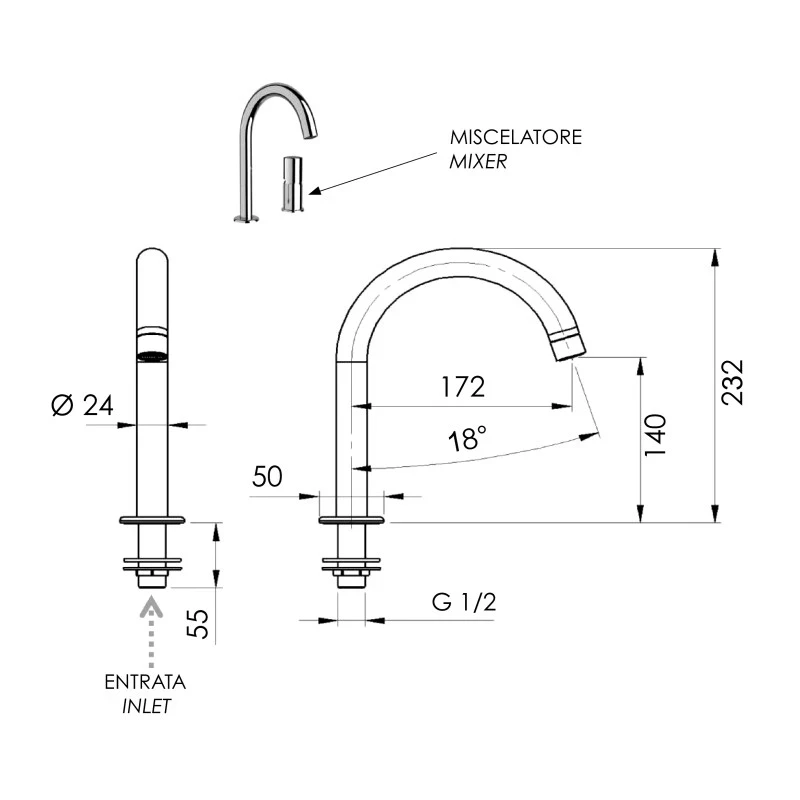 Miscelatore lavabo due fori moderno Fusion disponibile online