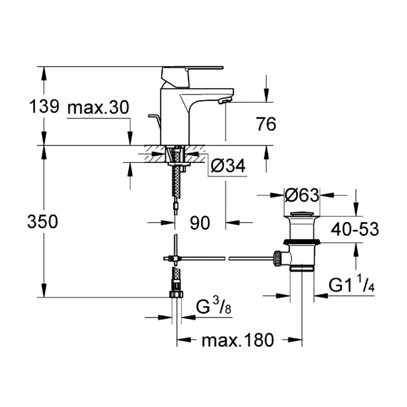Miscelatore grohe lavabo get cromato disponibile online
