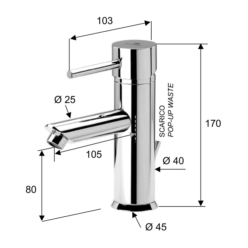 Miscelatore lavabo dotato scarico suvi disponibile online