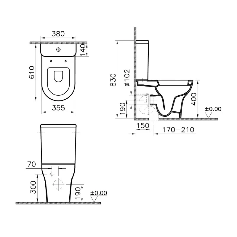 Set wc monoblocco filo muro scarico disponibile online