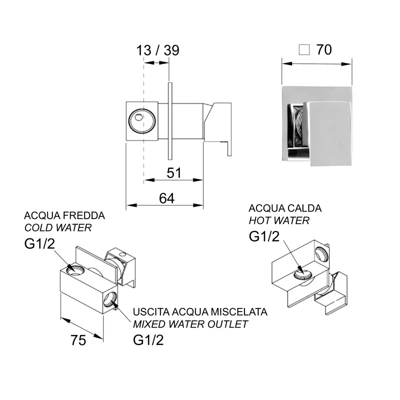 Rubinetto incasso shut off quadro skyline disponibile online