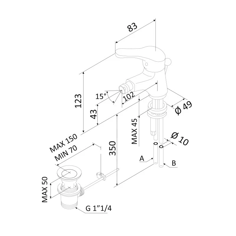 Miscelatore monocomando bidet stile classico solo online