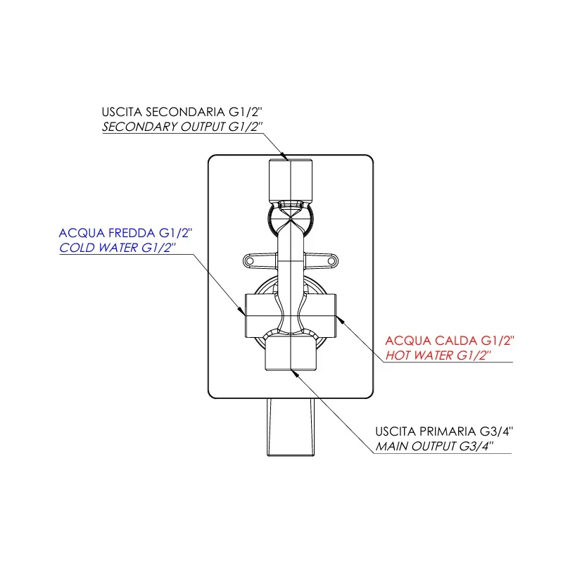 Miscelatore incasso vasca/doccia dev. piastra rett. - Slash shop online