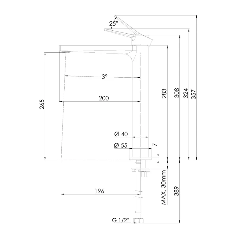 Miscelatore lavabo alto - Slash shop online