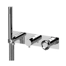 Set miscelatore a incasso a 3 vie per vasca/doccia su piastra rettangolare ultra-piatta cromato - serie Element