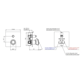Miscelatore a incasso per vasca o doccia con deviatore a pressione su piastra quadrata - serie Element