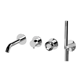 Set a incasso a 2 vie per vasca su piastre tonde separate ultra-piatte con deviatore a 2 uscite - serie Element