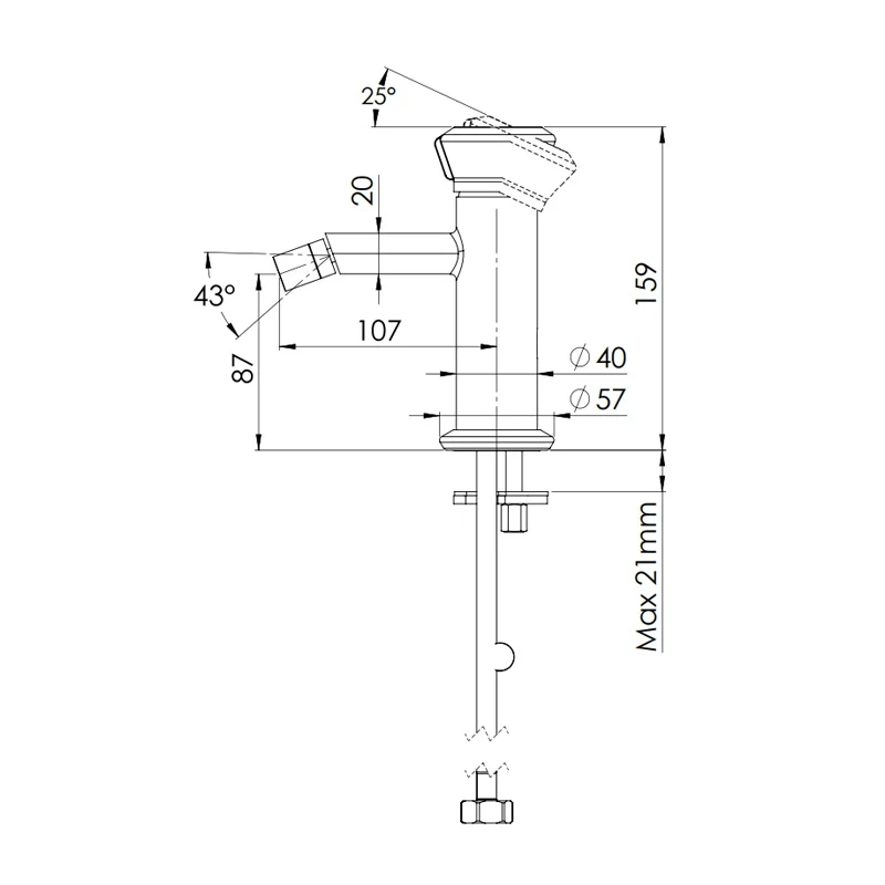 Miscelatore bidet senza scarico e foro, design pulito e funzionale - serie Element
