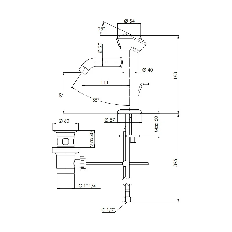 Miscelatore lavabo con scarico, design elegante e funzionalità - serie Element