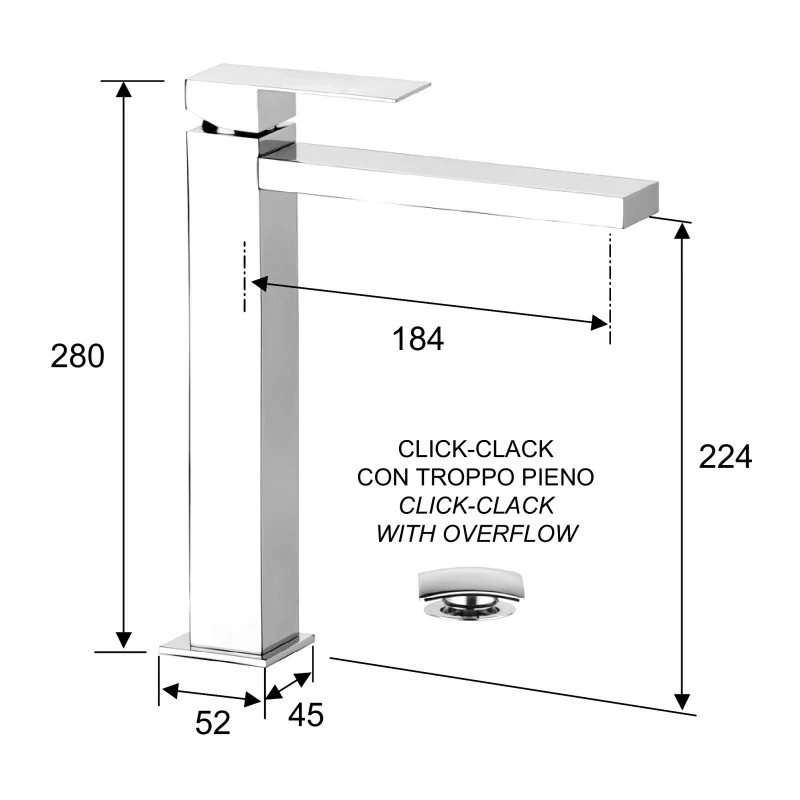 Rubinetto miscelatore extra alto bacinelle disponibile online
